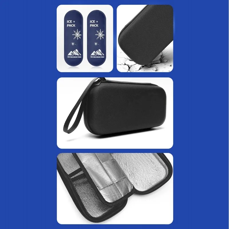A73U Aluminum Foil, EVA Waterproof Portable Insulin Cooler Bag-Medical Device Storage(2-8° C) With Ice Packs Included
