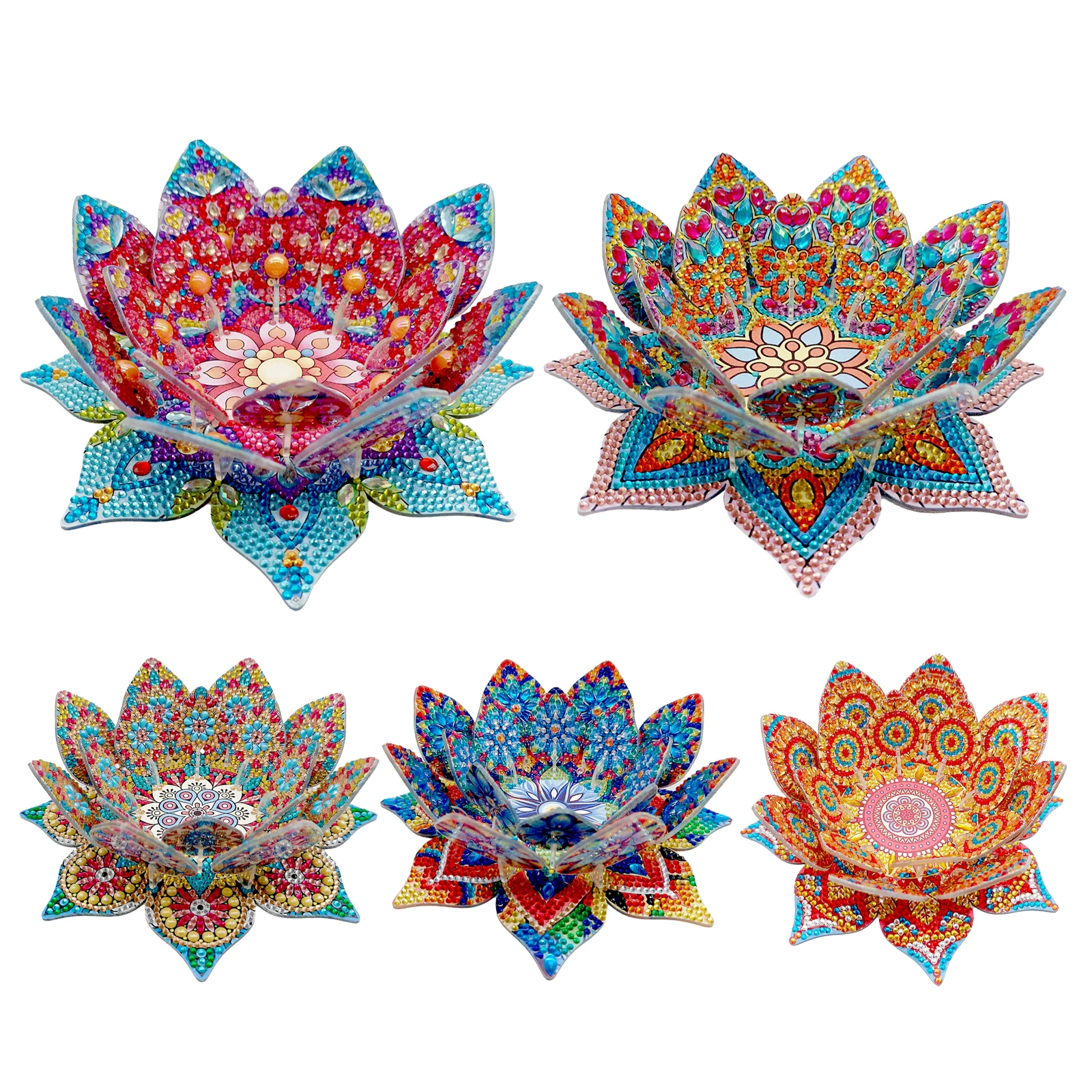 

Lotus Candlestick DIY Diamond Art Painting Desktop Ornament Diamond Art Desk Ornaments for Adults Beginner Home Bedroom Decor