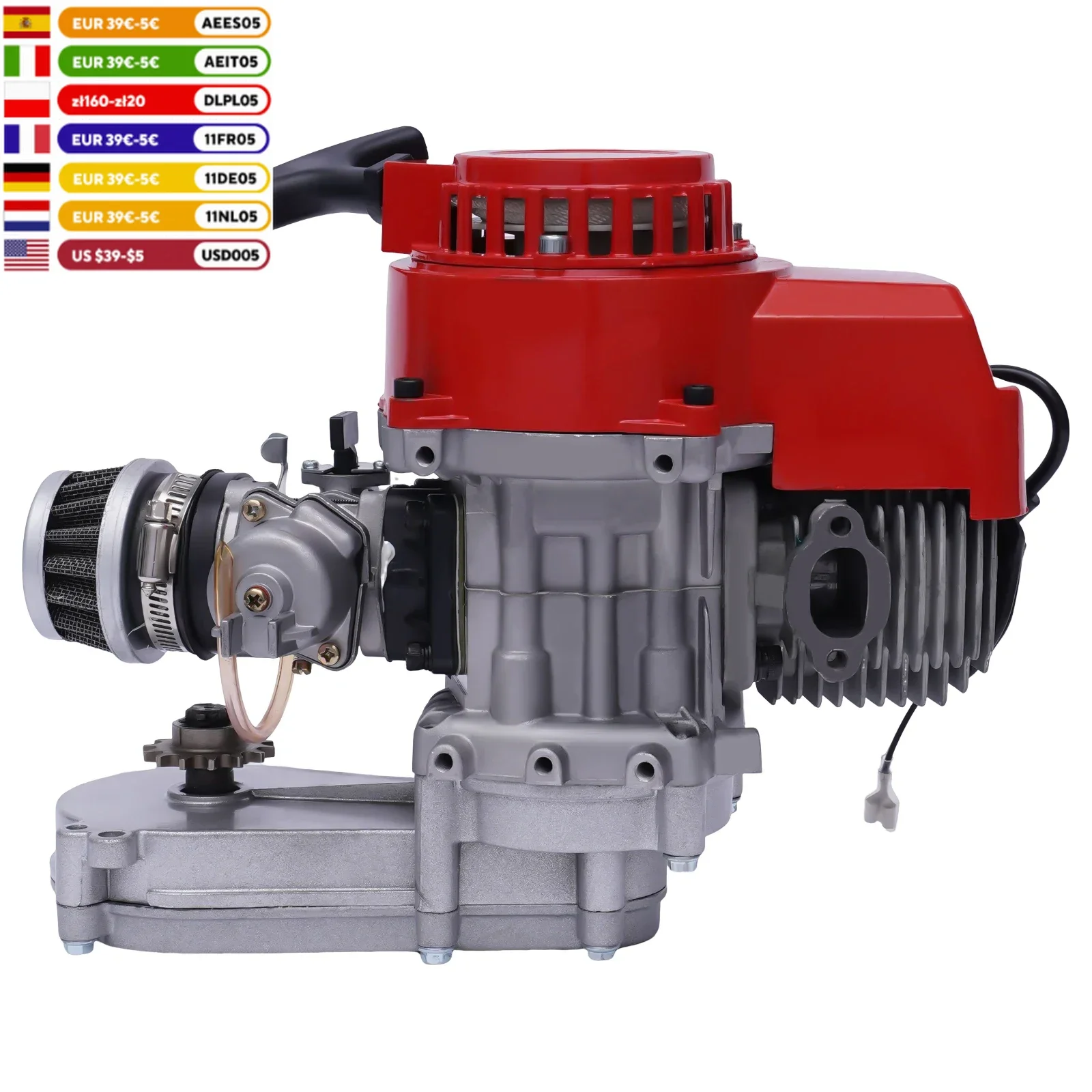 

49cc 50cc 2 Stroke Racing Engine Motor 49cc 47cc for Pocket Bike, Mini Dirt Bike, ATV or Scooter Pull Start New