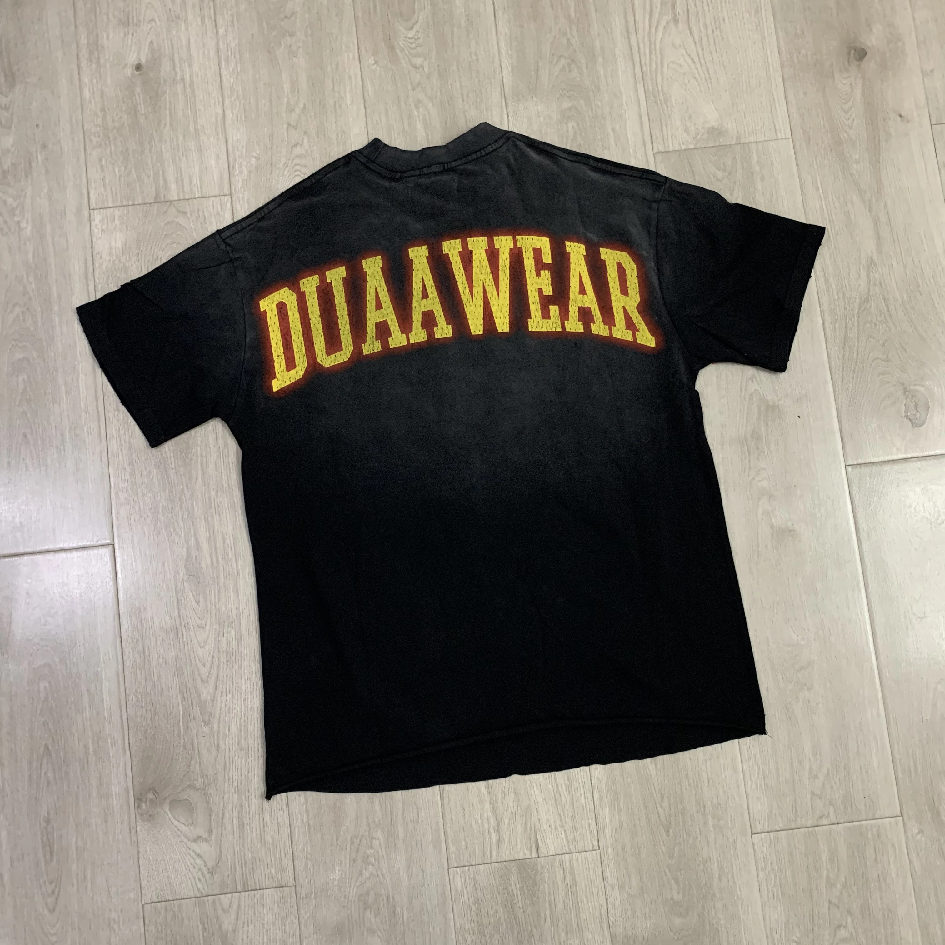 Retro Basketball Rim Print T-Shirt Short Sleeve Cotton Denim Hole Washed Diamond Iron on Summer Casual round Neck Tee