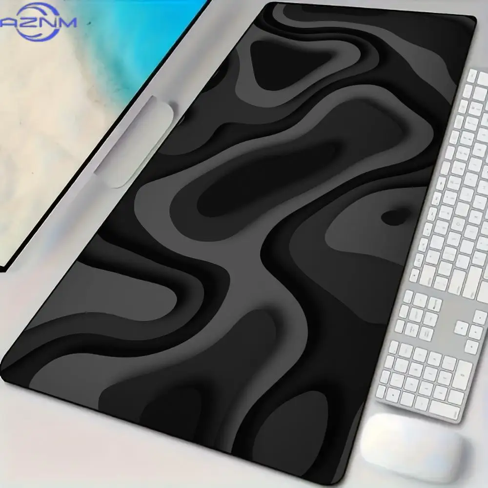 Black and grey abstract art pattern design Mouse Pad Desk Mat with Stitched Edge Rubber anti-slip Gaming mat keyboard mouse pads