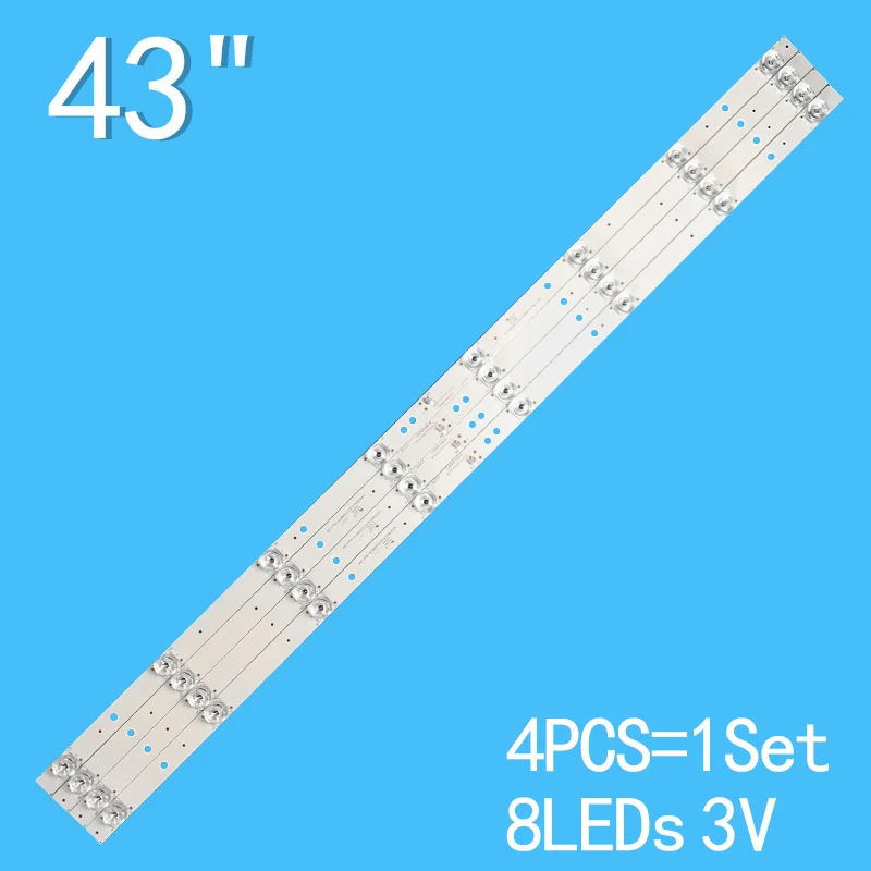 4PCS 8LEDs 3V 820mm Para TV de 43" 43CE1271D1 43H80 K43C 8003030 T03086C9-REV1.2W