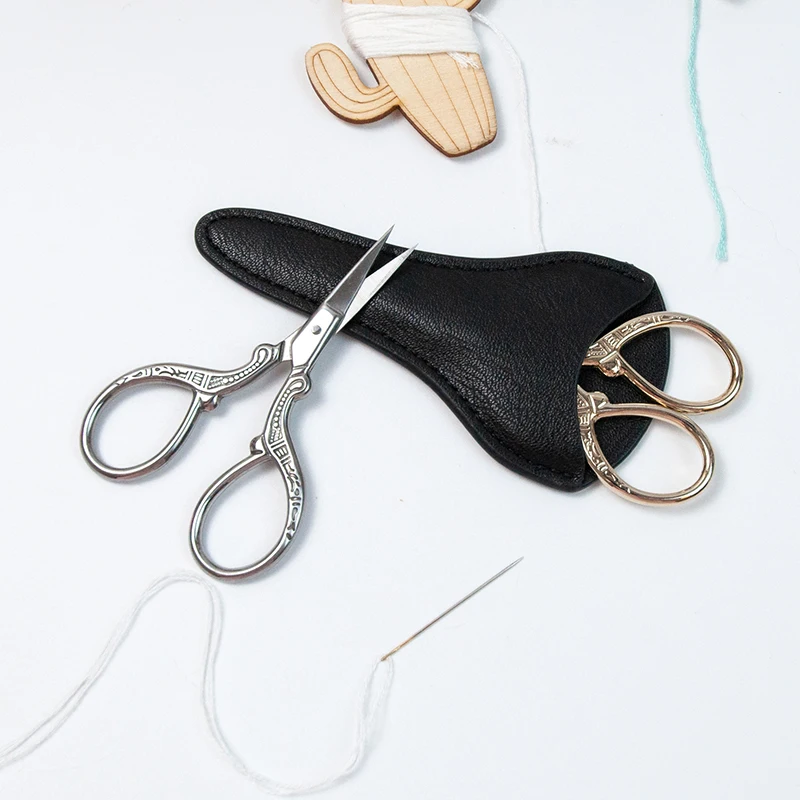 Embroidery Scissors with Sheath Small Sewing Scissor Vintage Sharp Pointed Tip Shears for Craft Art Work Handicrafts Tool