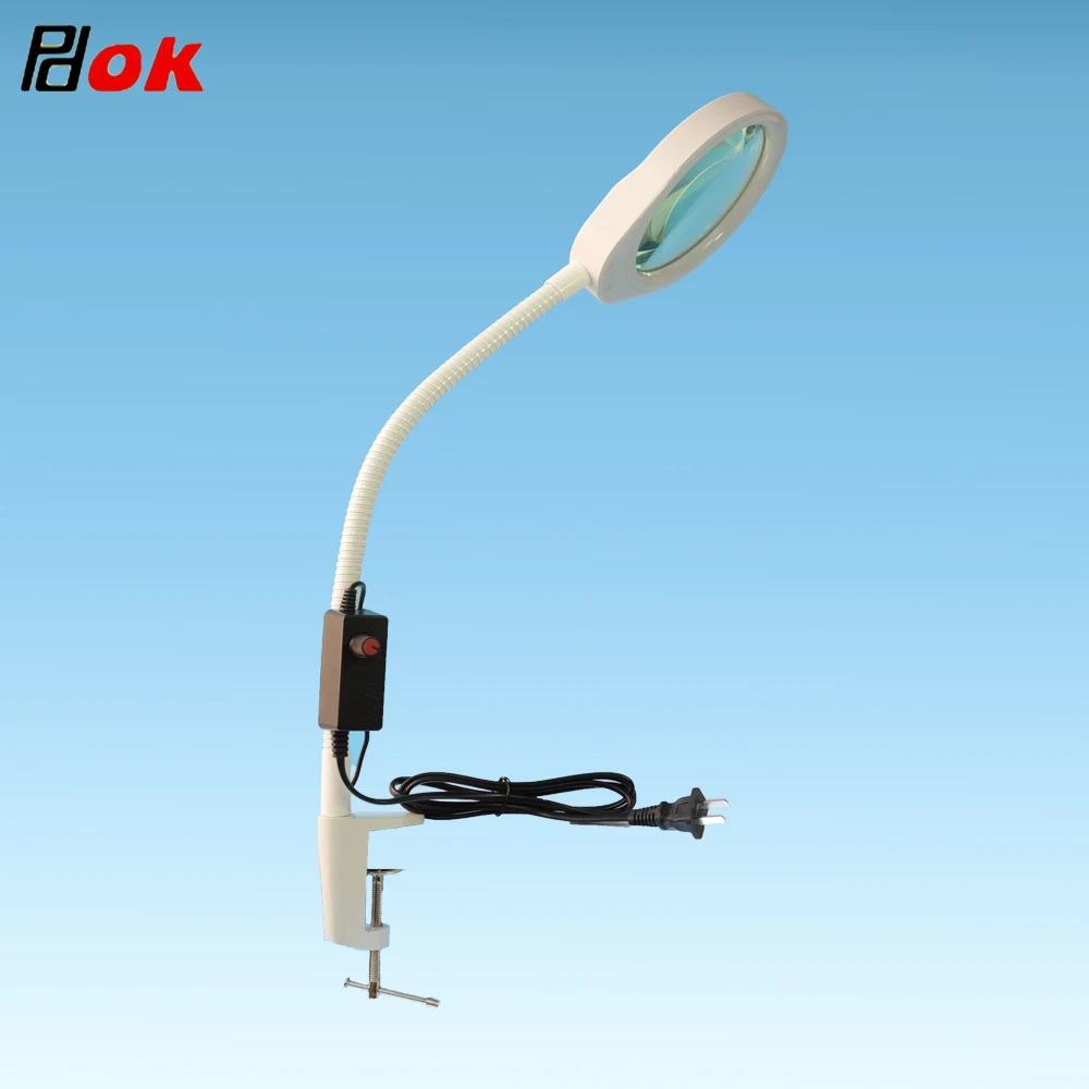 

PDOK White Caliper Magnifier Adjustable Brightness LED Light 8X Magnifying Glass for Electronic Maintenance Flexible Lamp Tool