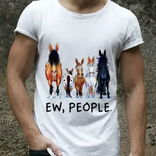 

Забавная футболка Ew People Horses Animal, 100% хлопок, с круглым вырезом и коротким рукавом, летняя повседневная мужская футболка, размер S-3XL