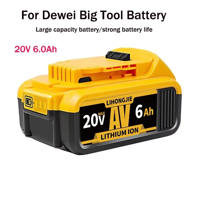 Brand New For Dewalt DCB200 20V 8.0AH/6.0Ah/5.0Ah Replacement Battery Compatible with For Dewalt 18V/20V Tools Battery+charger