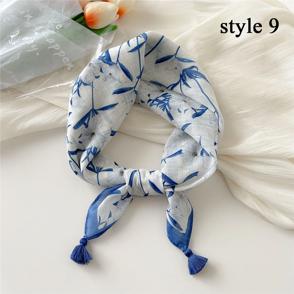 60cm Cotton Linen Girl Square Scarf Women Fashion Bandanas Head Hair Accessories Turban Hairband Headband