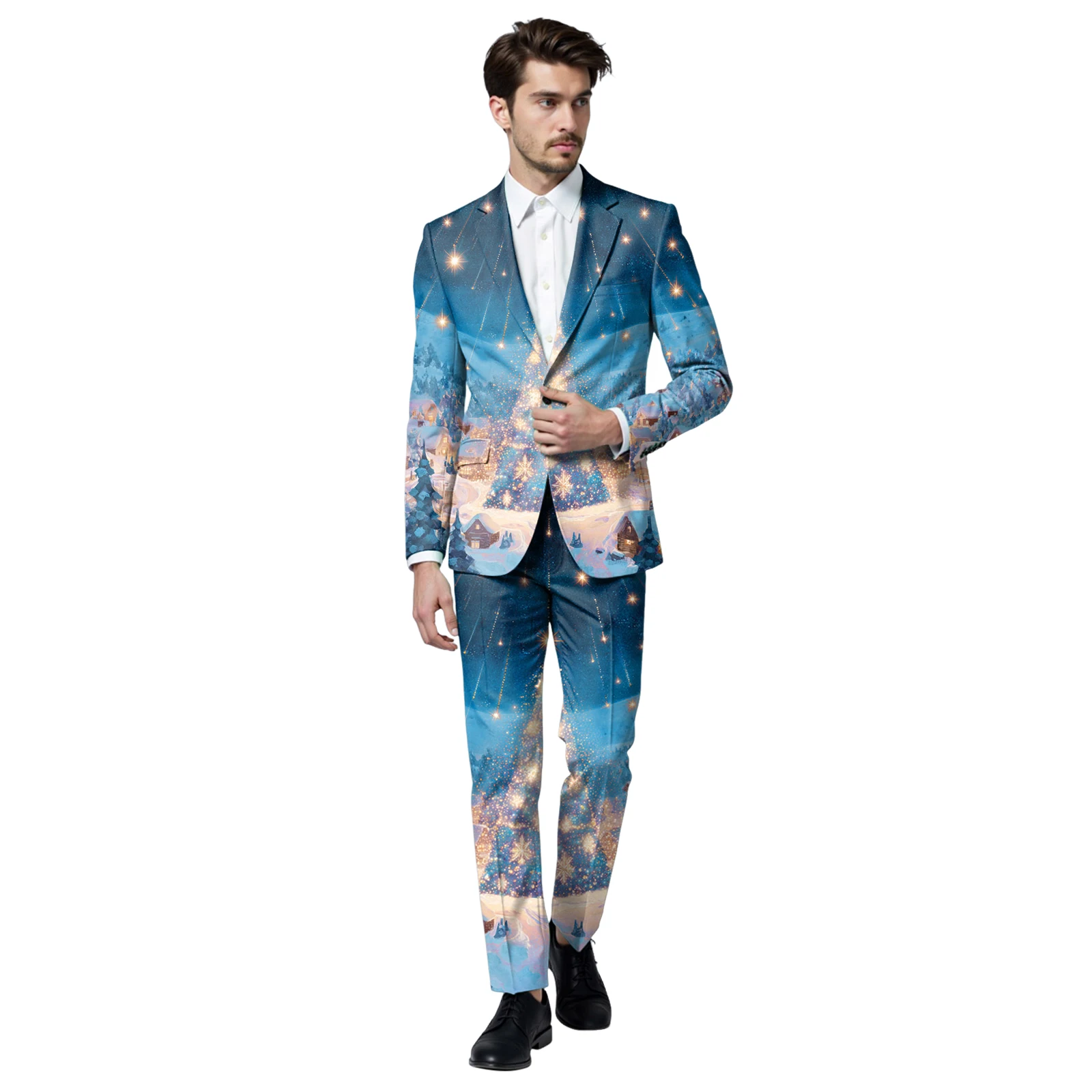 

Мужские забавные костюмы Мужской костюм с v-образным вырезом Куртка с карманами Брюки Костюм из двух предметов Рождественский фестиваль Теплый забавный спортивный костюм для мужчин