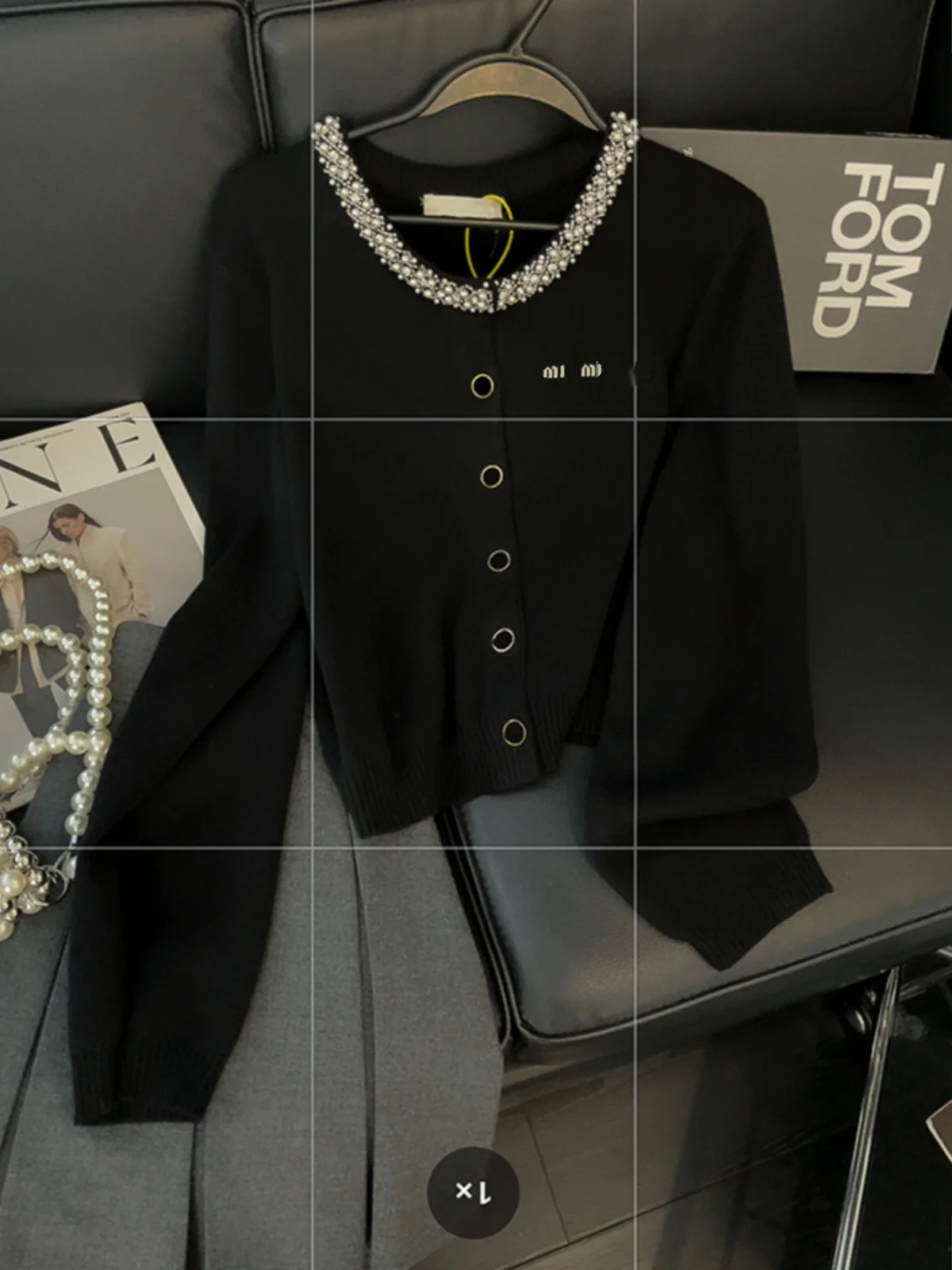 lym-studio-women's-ort-knitted-sweater-single-button-letter-embroidery-heavy-du-collar-autumn-new-arrival-faion-outerwear