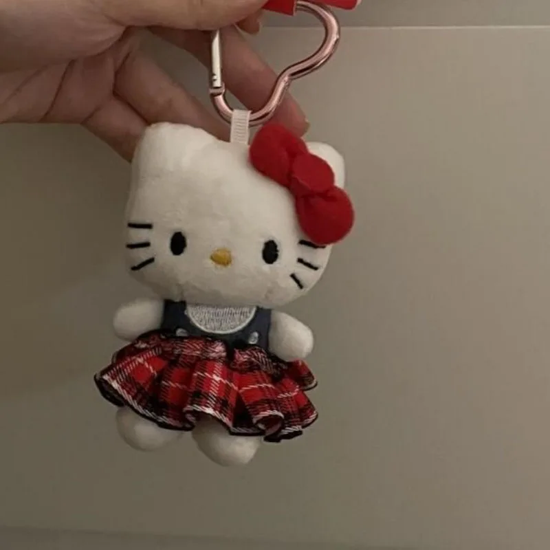 Porte-clés en peluche Hello Kitty, 1 pièce, poupée mignonne, sac à dos Kawaii, accessoires de décoration, cadeau d'anniversaire