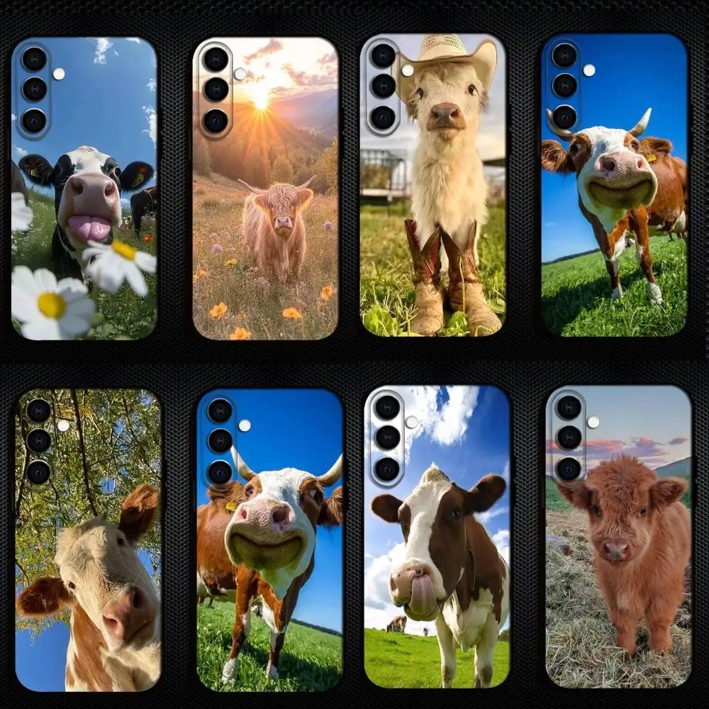 

Cool Highland Cow Phone Case For Samsung Galaxy A73,A72,A71,A70,A53,A52,A51,Others Soft Black Shell