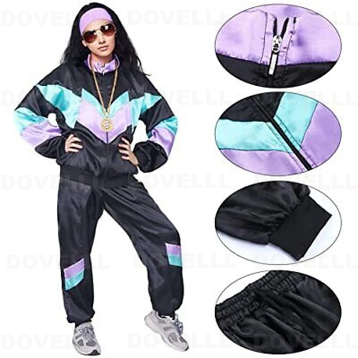 Men\'s 80s Shell Suit Fancy Dress Costume, Premium 80s Assi Tracksuit, Available Carnival Valentine\'s Day Halloween Easter Costu