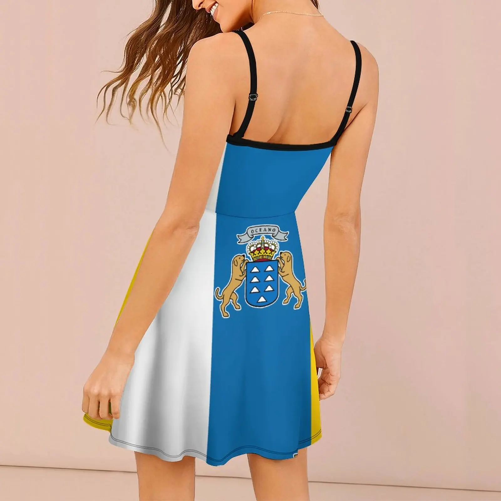 Flag of The Canary Islands Women's Sling Dress Graphic Dresses Novelty Sexy  Woman's Gown  Vacations