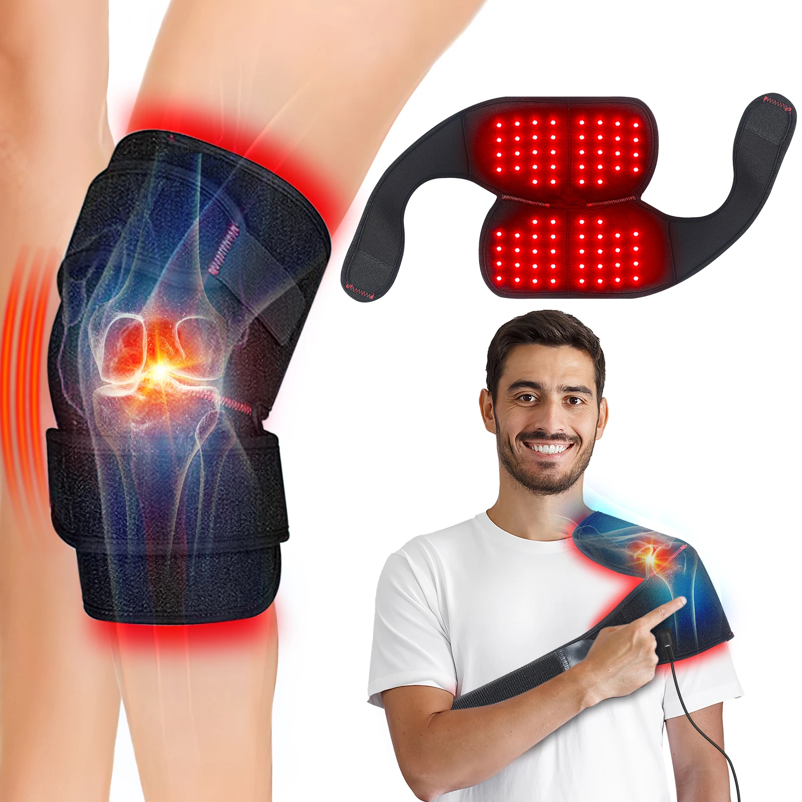 Astarexin Red Infrared Light knee Pad Belt for pulse USB Cable Heating For Head Neck Shoulders 660nm and 850nm wavelengths