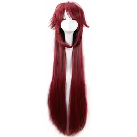 Anime Cosplay Wigs Wine Red Length Long Straight Wig, Halloween Christmas Cosplay Costume Party