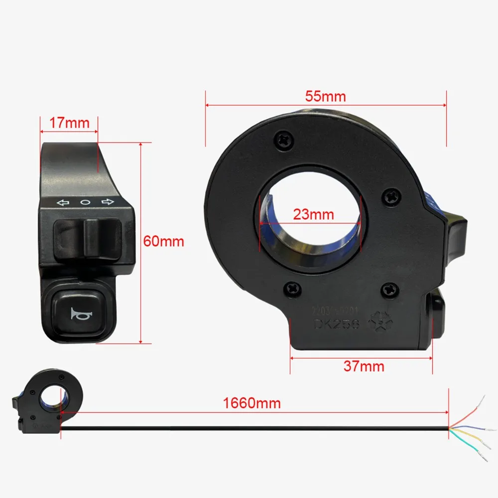 22mm Motorcycle Handlebar Switch Turn Signal Horn 2 in 1 Switch On/Off Lights Retrofit Scooters Ebike Motorcycle Parts Equipment - view 2