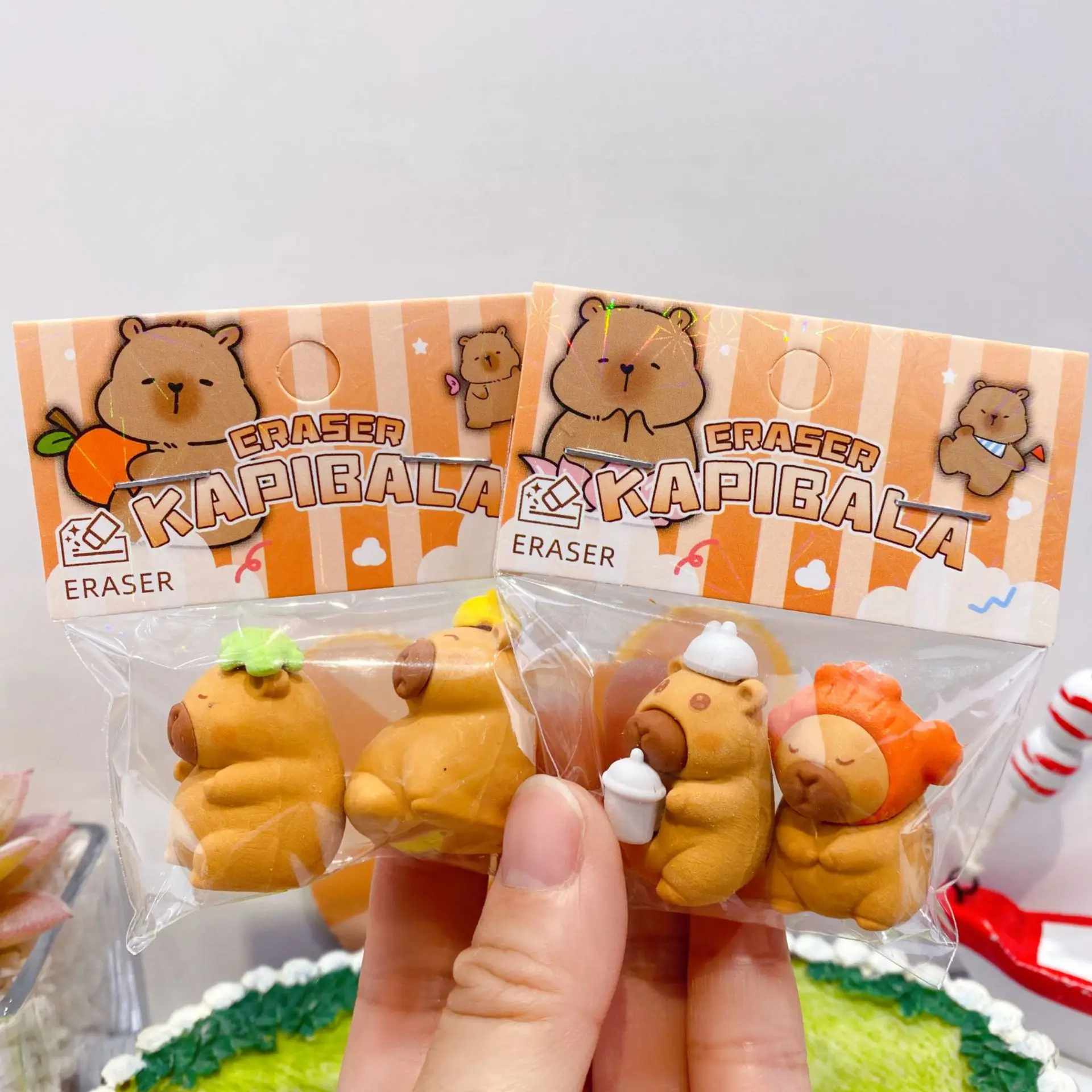 8 Bags Capybara Sharing Pack Eraser Cute Cartoon 3D Can Be Assembled Three-dimensional Eraser 2 Packs