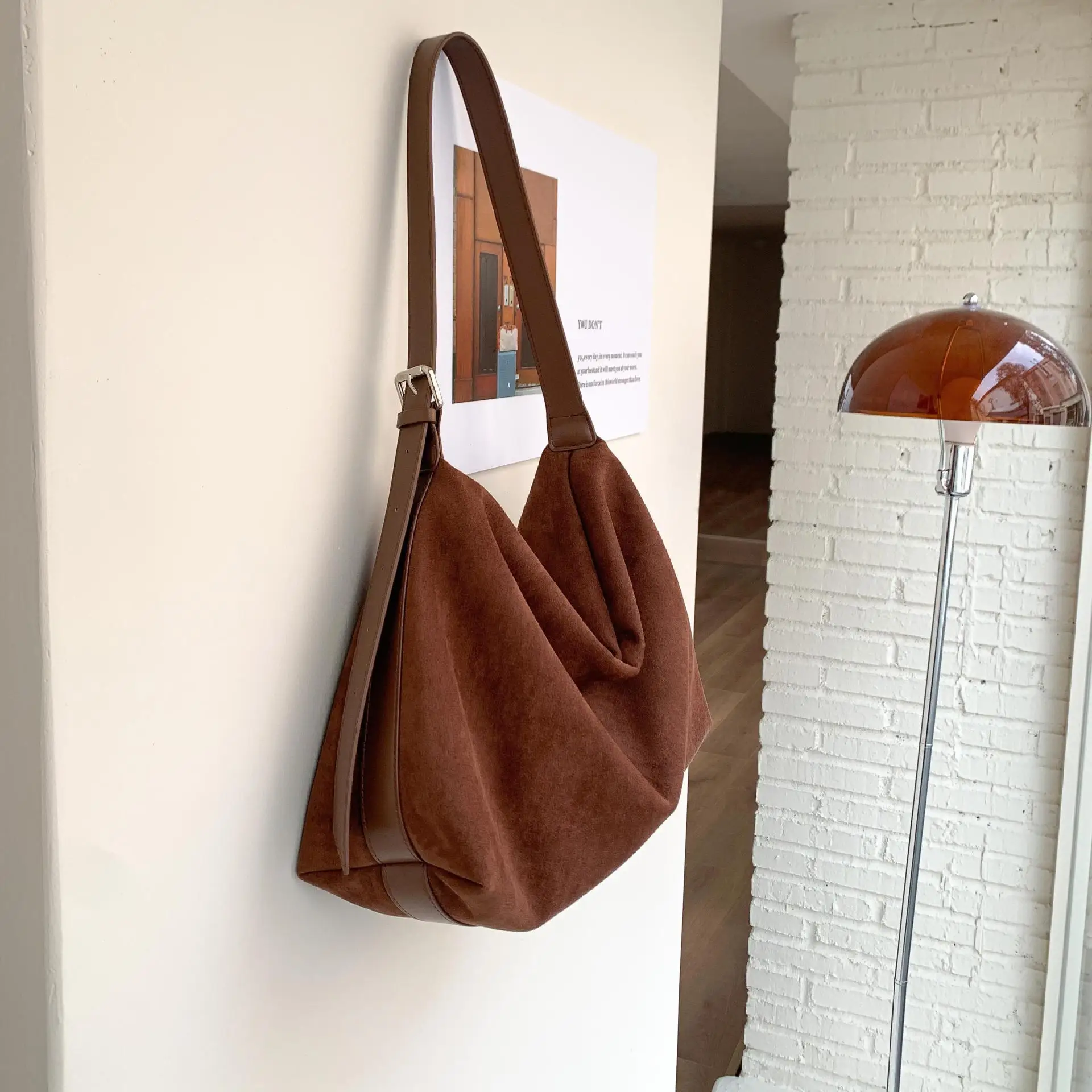 2025 A/W Retro Plush Suede Tote Bag - Vintage Women's All-Match Shoulder Bag for Warm Winter Commute
