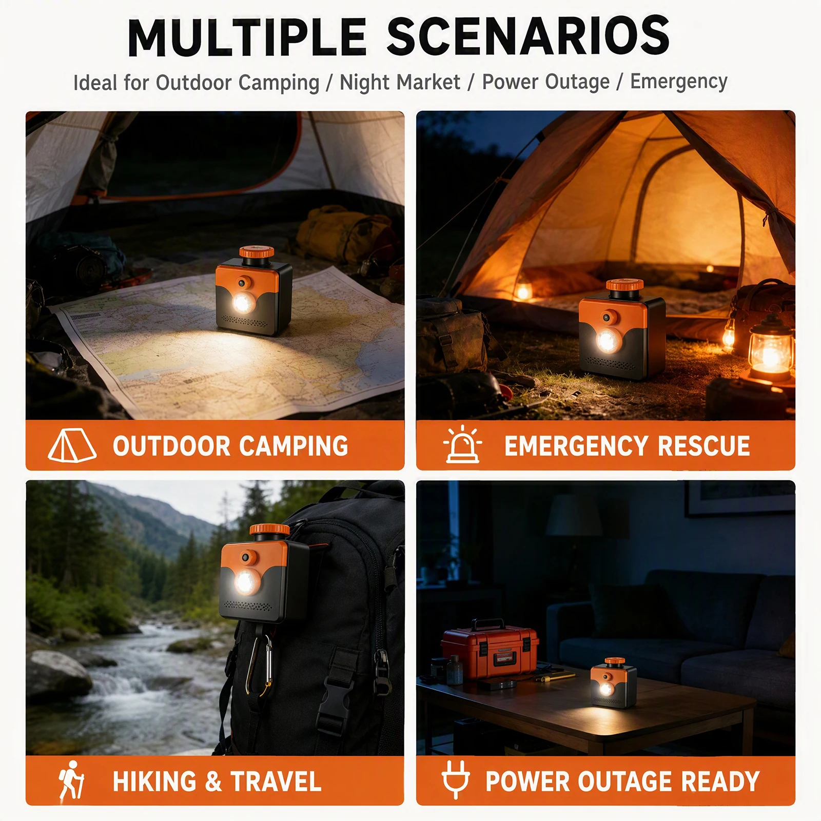 Power Outage Light - 배터리 불필요, 소금물로 작동하는 비상용 손전등,