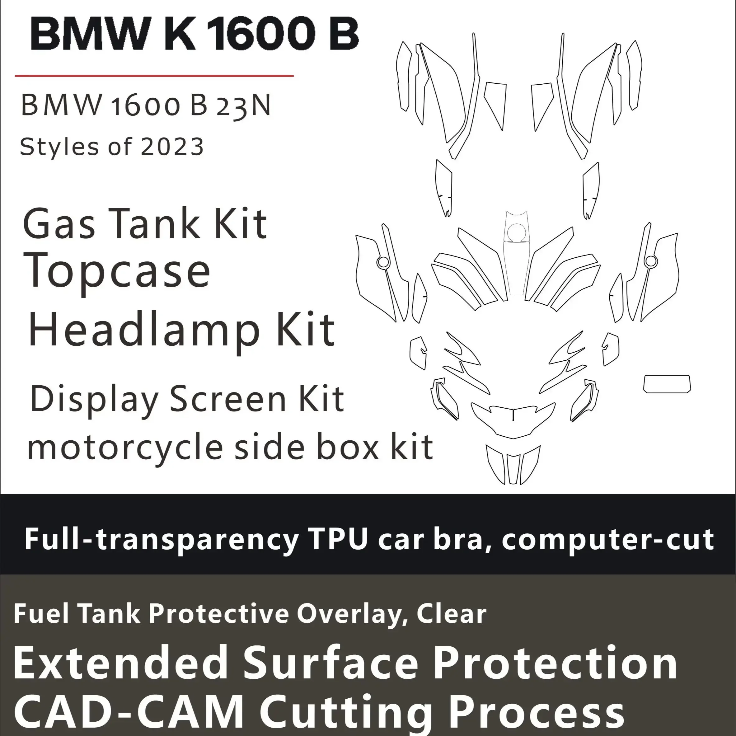 

BMW 1600GA 1600B Мотоциклетная защитная пленка для краски, полный комплект, устойчивая к царапинам и сколам, самовосстанавливающаяся технология