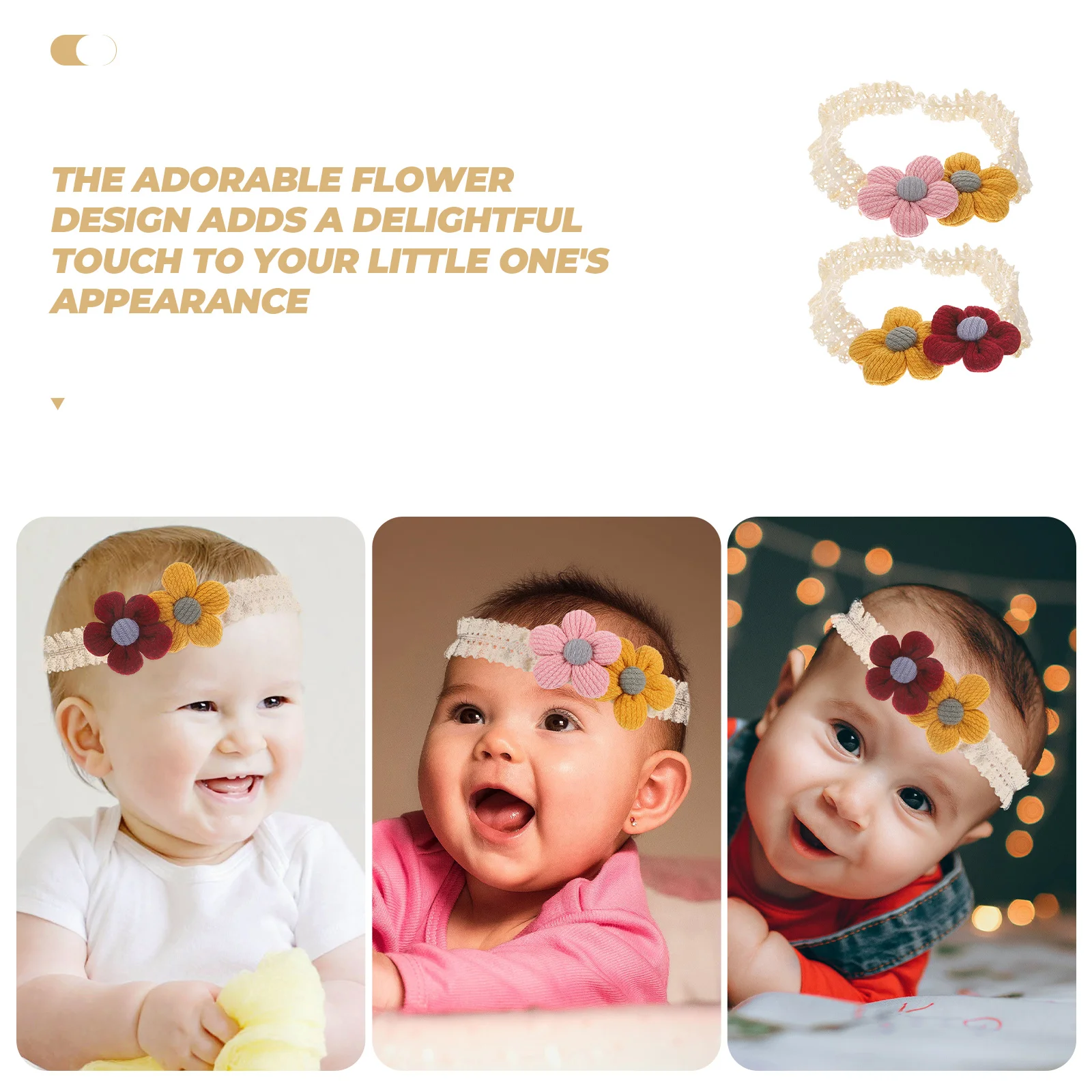 

2Pcs Infant Flower Headbands for Baby Girls Gentle Skin-Friendly Toddler Hair Bands Birthday Holiday Outfit Styling