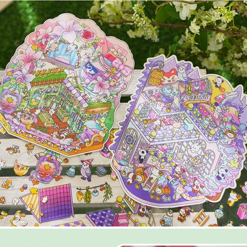 

Kawaii 3D мультфильм исследовательский институт миниатюрные наклейки сцены штабелируемая паста DIY игрушки игры наклейки для скрапбукинга детский подарок