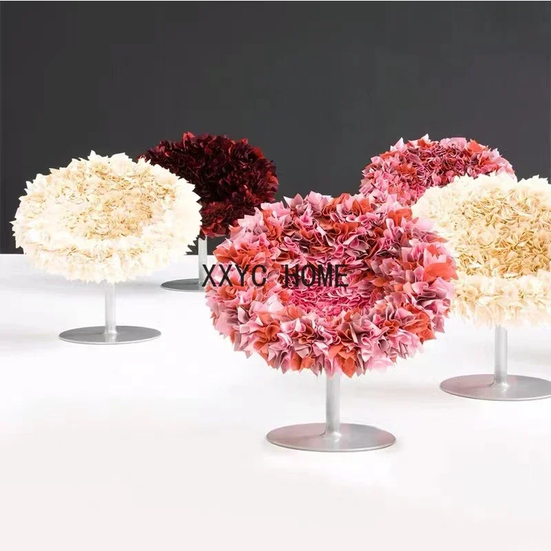 

Italian Design Creative Personality Armchair Special-Shaped Rotating Light Luxury FRP Rose Flower Chair