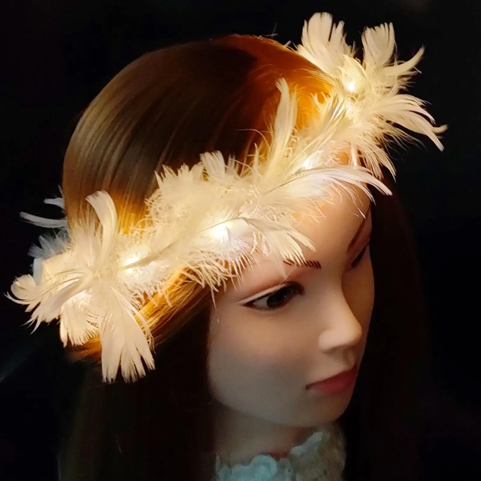 Creative Light-Up Angel Halo Headbands LED Feather Wreath Crown Headdress Women Girls Wedding Christmas Party Gifts