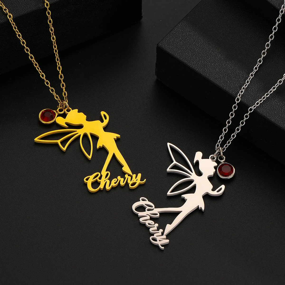 

Todorova Stainless Steel Fairy Girl Pendant Necklace Custom Cutting Name Pendant Necklace Birthday Jewelry Gifts