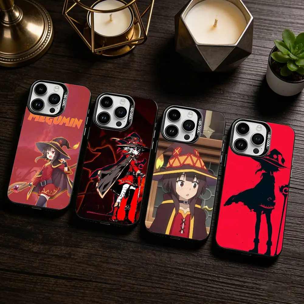

Megumin Anime K-KonoSubaS Phone Case For iPhone 17,16,15,14,13,12,11 Plus,Pro Max,XS,Colored silver phone case
