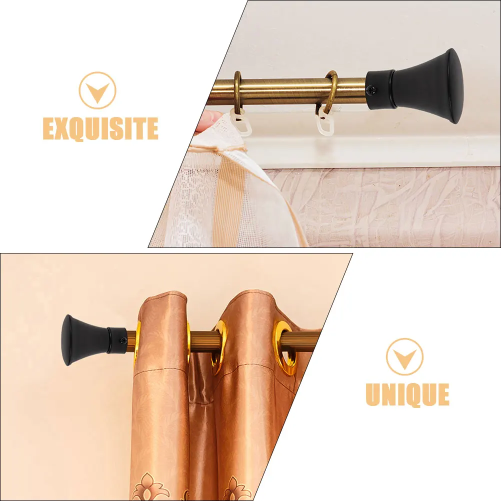 

2pcs 22mm Diameter Iron Curtain Rod Finials Black Horn Shape Ends Decorative Hardware Modern Room Accessories