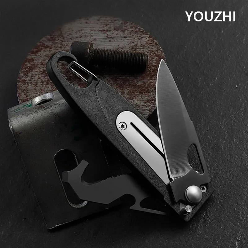 New Keychain Stainless Steel Folding Knife Multi-function Tool Personality Creative Mini Bottle Opener Rope Cutter Screwdriver