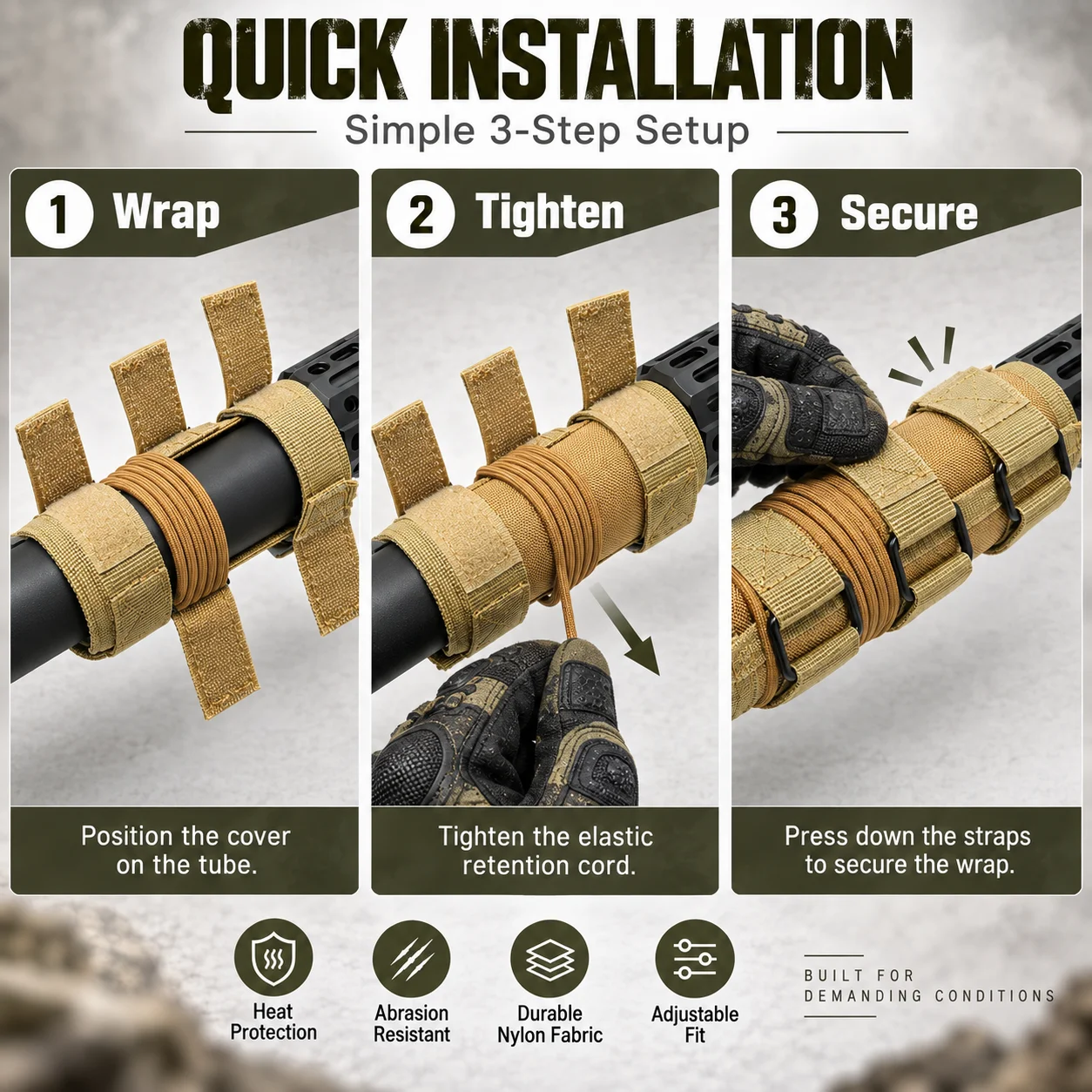 Heat Resistant Nylon Suppressor Cover Adjustable Sleeve Wrap 4/5/6/7/9 Inch for Airsoft Outdoor Training Barrel Gear Accessory view 5