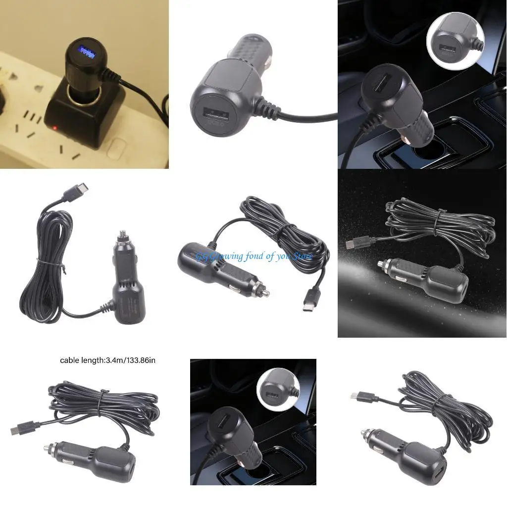 

H9EB 18W USB Car Chargers With Type C Cable Fast Charging Power Supply Double Device Chargers Safe Design