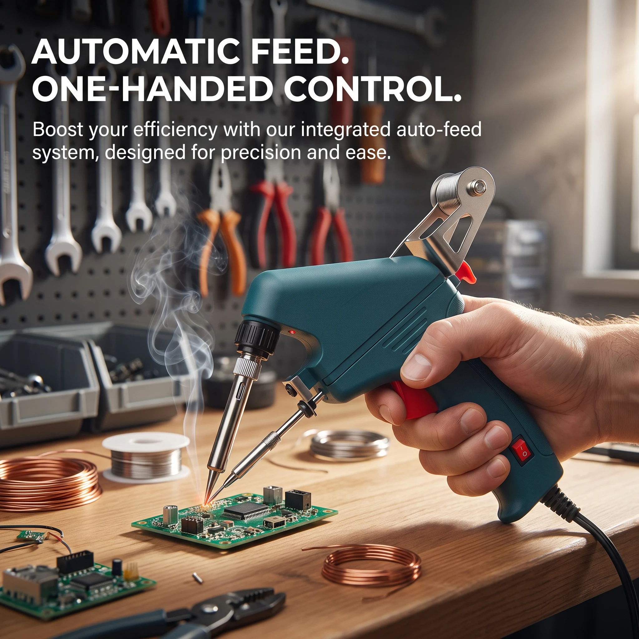 60W Handheld Soldering Gun Kit Auto Feed 480℃ Soldering Iron with 50g Solder Wire for Electronic Welding