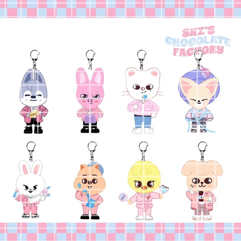 

SKZOO витрины акриловые брелки, сумки, декоративные аксессуары и милый мультяшный дизайн вокруг краев.