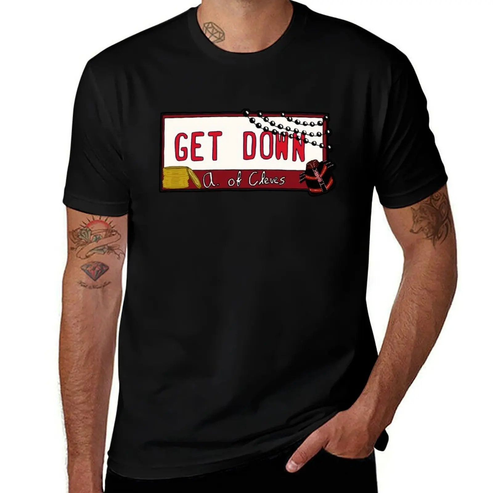 Anna of Cleves Get Down License Plate T-Shirt Basic Comfort Fit T-Shirt for Men