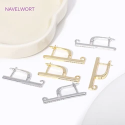 Fashion 18K Gold Plated Inlaid Zircon Earwires Fastener Earring Hooks Clasps For DIY Handmade Drop Earring Making Accessories