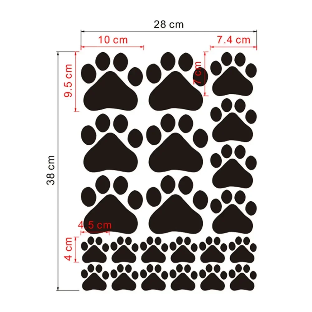 44pcs Dog Cat Footprints Pawprints Wall Stickers Pet Paws Vinyl Art Decoration Home Improvement Supplies Ornament Accessories