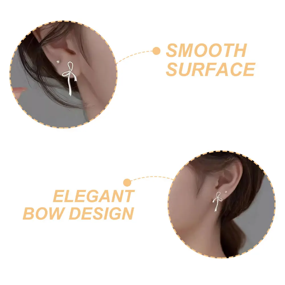 

Bow Earrings Bowknot Design Dangle Jewelry Girl for Women Aesthetic
