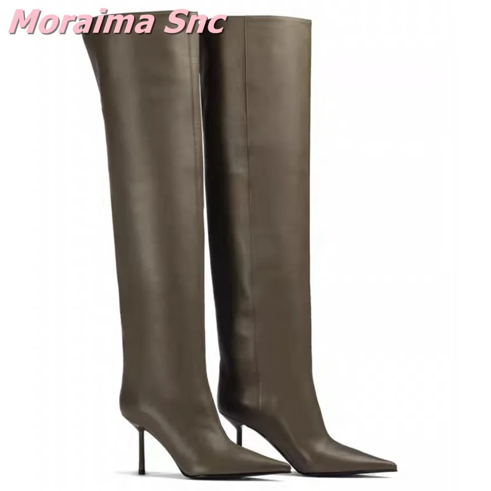

2026 New Concise Pointed Toe Thigh High Boots Stiletto High Heel Slip On Sexy Fashion Women Over-the Knee Boots Autumn Winter