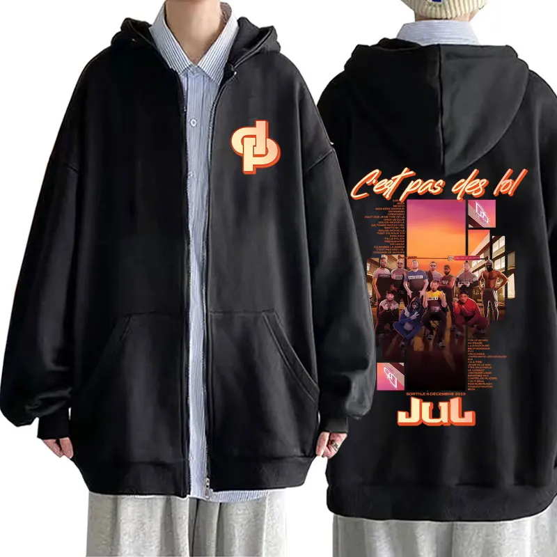 

Rapper Jul Album World Tour 2025 Zipper Hoodie Men Women Hip Hop Oversized Zip Up Hoodies Male Vintage Casual Fleece Jacket Coat