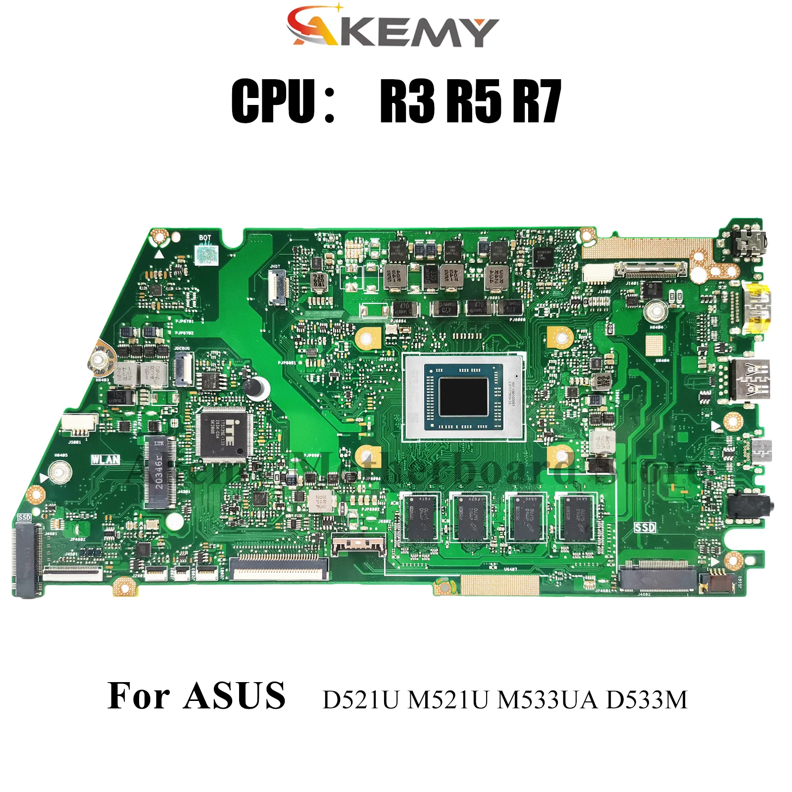 

X521UA Laptop Motherboard For ASUS VivoBook X521UAY D533M X521UA M533UA M521U D521U X521U Notebook Mainboard With R3 R5 R7 CPU