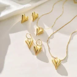 HECHENG, Brass 18K gold-plated Heart pendant necklace earrings for women's fashion jewelry wholesale