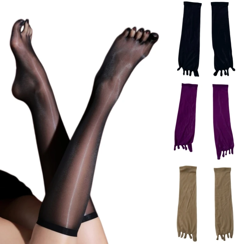 512 Pin Aurora Oil Shiny Middle Tube Socks 3D Ultra Thin Transparent Five Toes Long Socks Women Sexy Breathable Underwear
