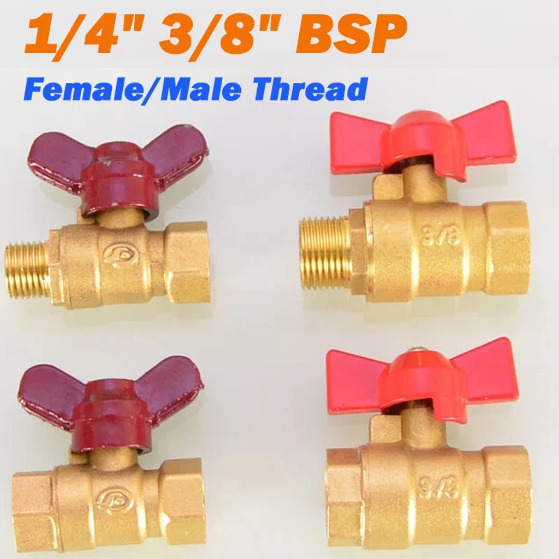 

1/4 "3/8" BSP шаровой кран с ручкой-бабочкой, латунная двойная внутренняя/наружная резьба для воздушного компрессора, масла, воздуха