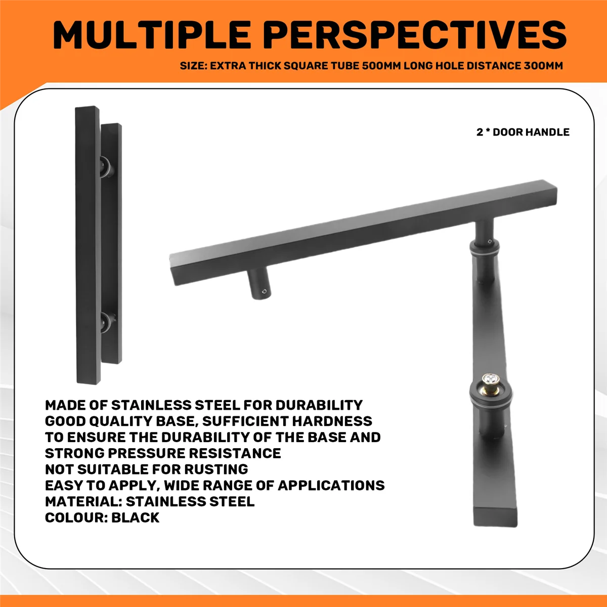 

ABFA Matte Black Stainless Steel Glass / Wooden Door Handle