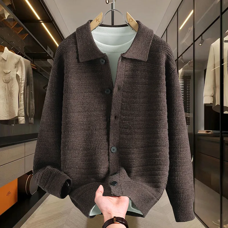 

Новый мужской вязаный свитер-кардиган 2025 года: повседневный, с длинным рукавом, на пуговицах, осенне-зимний, модный, удобный, дышащий, молодежный