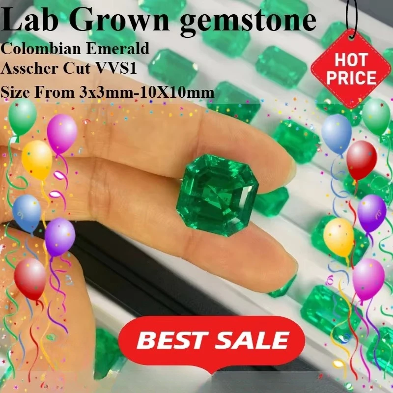 NEW Asscher Cut Lab Grown Colombian Emerald gemstone Available Hydrothermal Hand-cutting With Certificate For Jewelry Diy Making