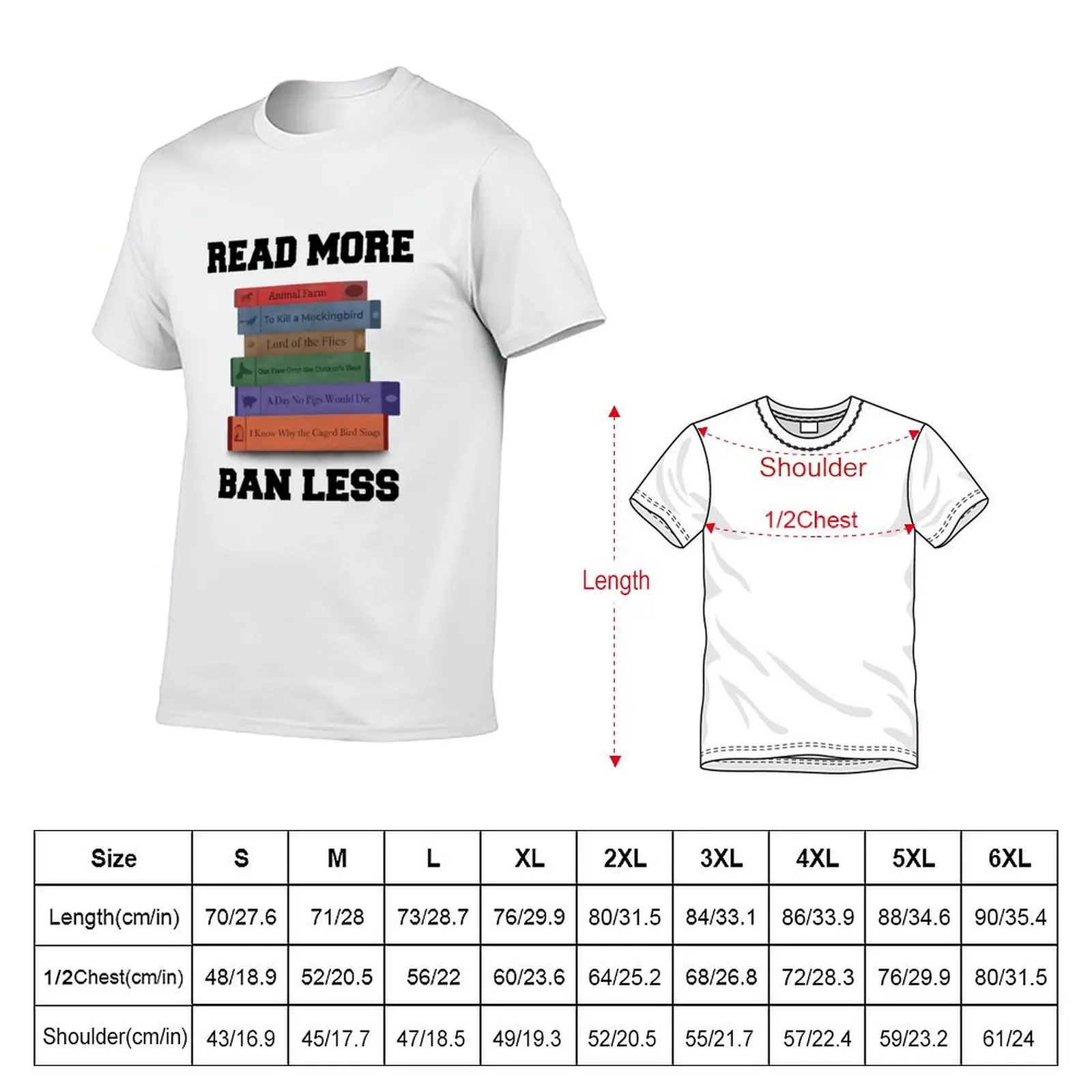 Read More, Ban Less (animals in title version) T-Shirt Long Lasting Casual T-Shirt